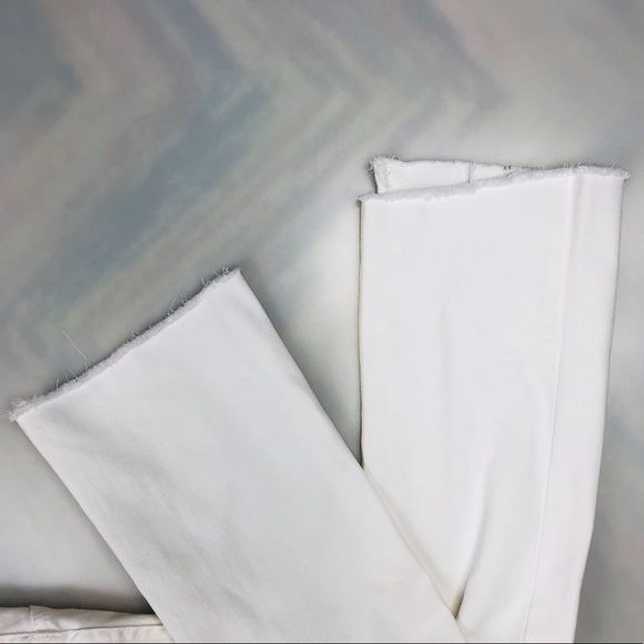 Juicy Couture White Tuxedo Stripe Crop Flare Uneven Hem Jeans size 24 - Picture 4 of 13